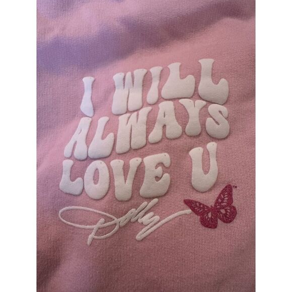 Art & Sol Dolly Parton I Will Always Love U Pink Hoodie Size Medium - Picture 3 of 6